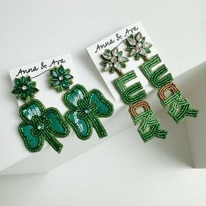 Anna & Ava Beaded Irish Lucky St. Patrick’s Day Theme Earrings Set of 2 Pair NWT